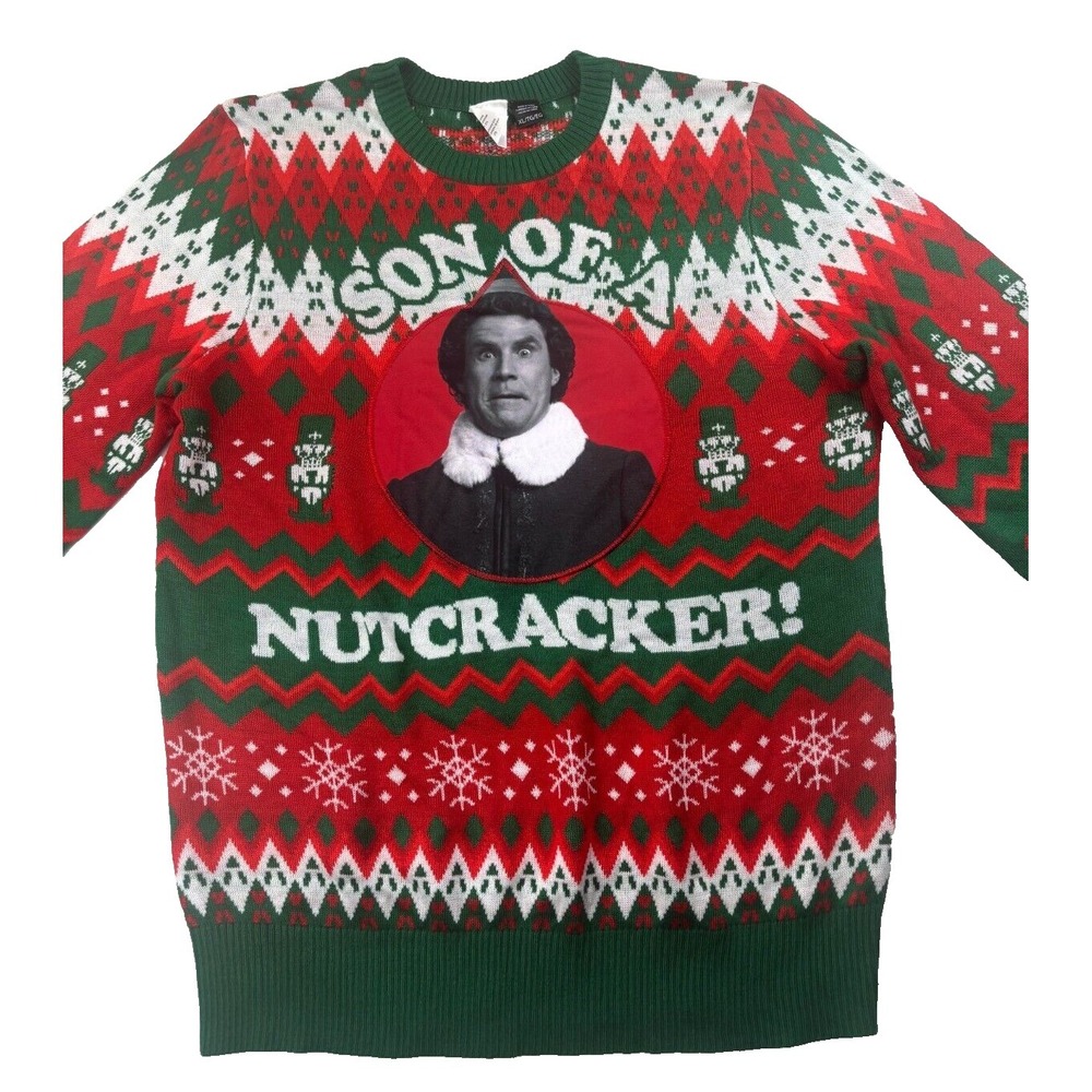 ELF Ugly Christmas Sweater Men XL Multicolor Will Ferrell Son of a Nutcracker